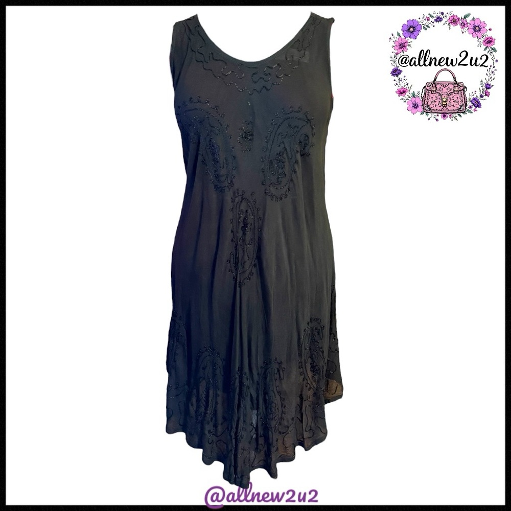 S.R. Fashions One Size Semi-Sheer Cover Up Black Dress